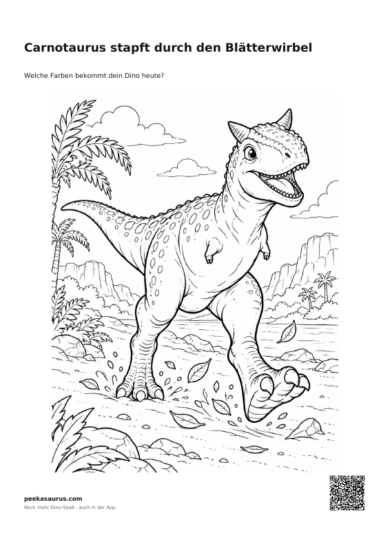 Carnotaurus stapft durch den Blätterwirbel